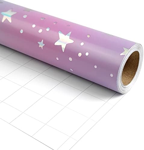 Ldgooael mini curto pequeno papel de embrulho de papel - rosa rosa com papel alumínio metálico para férias, dia das mães, aniversário,