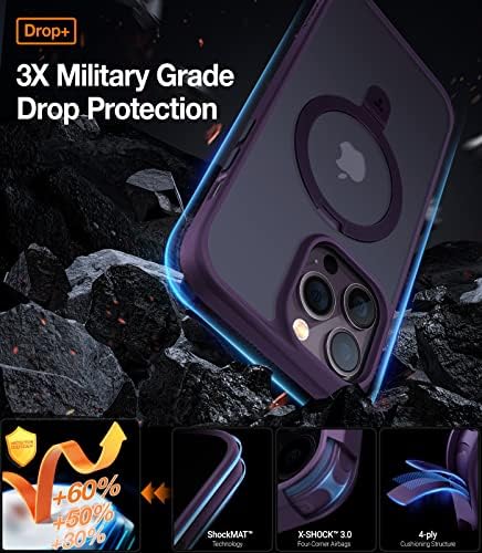 Torras Magnetic para iPhone 14 Pro Max Case [Compatível com Magsafe] com Stand, [Proteção contra a queda de grau militar] Caixa de