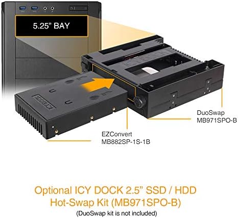 Doca gelada 2.5 a 3,5 SATA HDD & SSD Converter / Kit de montagem para 3,5 Baía de acionamento | Ezconvert Lite MB882SP-1S-1B