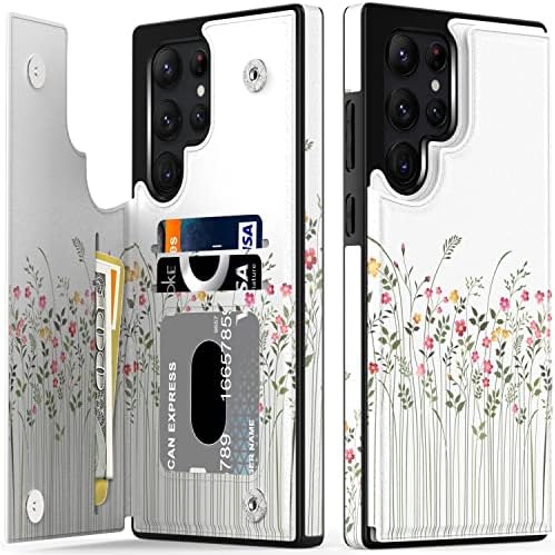 Bemal para Samsung Galaxy S22 Caso Ultra, capa de carteira de couro fólio com designs de moda para mulheres meninas, caça