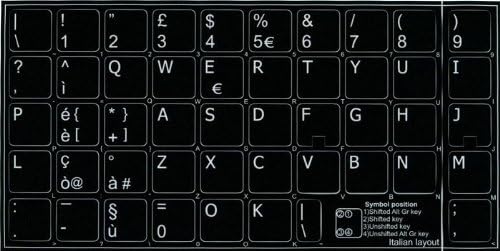 Etiquetas de teclado preto não transparentes italianas para desktop, laptop e caderno