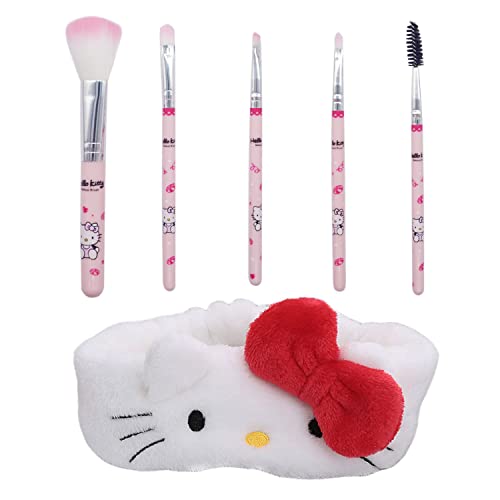 5pcs Brush de maquiagem de gatinhos com gato gato de gato-colapso-maquiagem de maquiagem conjunto de pincéis de kit de ferramentas