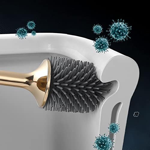 Escovas e suporte de vaso sanitário de silicone, escova de silicone com conjunto de secagem rápida, pincéis de banheiro
