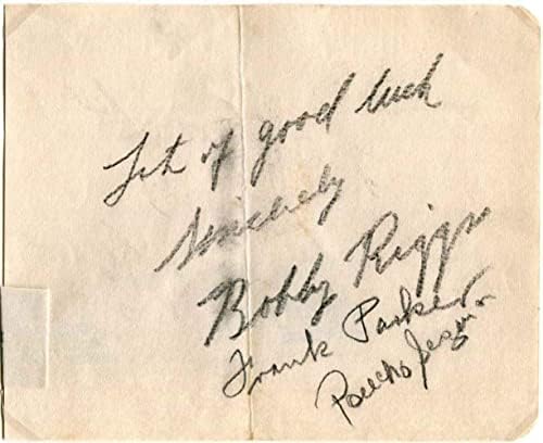 Bobby Riggs e Frank Parker e Pancho Segura Autograph, Página de álbuns assinada montada