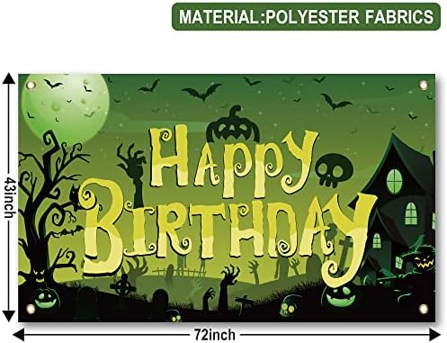 Decorações de festas de aniversário do Dia das Bruxas, bandeira de aniversário de Halloween Balner de balão verde