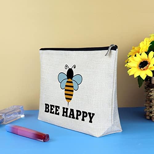 Presentes de bolsa de maquiagem com tema de abelha para mulheres Presentes de amante da abelha Mel Bolsa Cosmética