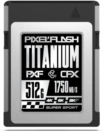 512 GB PixelfLash CFEXPRESS Titânio Card de memória Tipo B Velocidade de luz Leitura/1750 mb/s & write/1500 mb/s aprimorada para 4K, 6K, 8K Videografia fotografia Extreme Pro Storage Pro Storage Pro