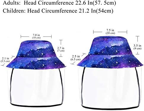 Chapéu de proteção para adultos com escudo facial, chapéu de pescador anti -sol, galaxy nebulosa roxa