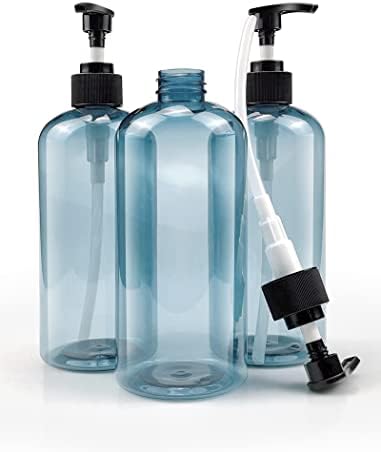 Garrafas de plástico vazias com garrafas de dispensador de sabão azul de dispensador de bomba, recipientes de viagem recarregáveis