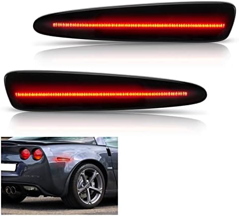 Montagem de luz do marcador lateral do bestview, lâmpadas de marcador lateral do para-choque traseiro Compatíveis com 2005-2013 Chevy Corvette C6, âmbar