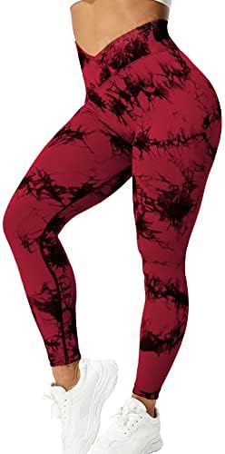 Voyjoy Tie Tye Dye Seisless Leggings para mulheres calças de ioga de cintura alta, calças elásticas de levantamento de bunda de