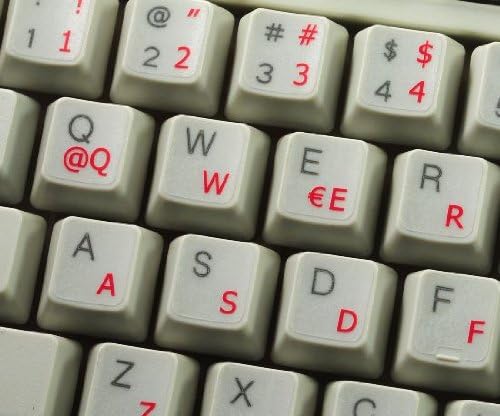 Etiquetas de teclado espanhol 4keyboard com letras vermelhas de fundo transparente para desktop, laptop e notebook