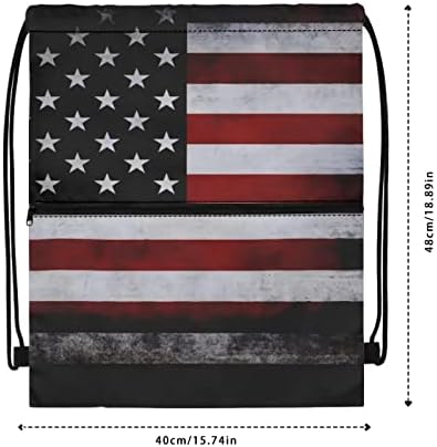 DOGINTHOHELO AMERICAN BLAND FATO DESTRAÇÃO Backpack Purse for Momen Men String Bag Sport Gym Sack Vintage USA Flag
