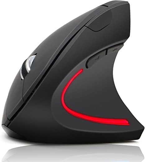 Mouse ergonômico de Vegcoo, 2,4 GHz de mouse sem fio vertical recarregável: camundongos ópticos com textura fosca confortável, receptor