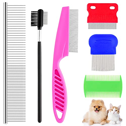 6 PCS Kit de pente de petróleo para cães de cães pequenos cachorros de gatos, removedor de manchas de pente de pulga de cachorro