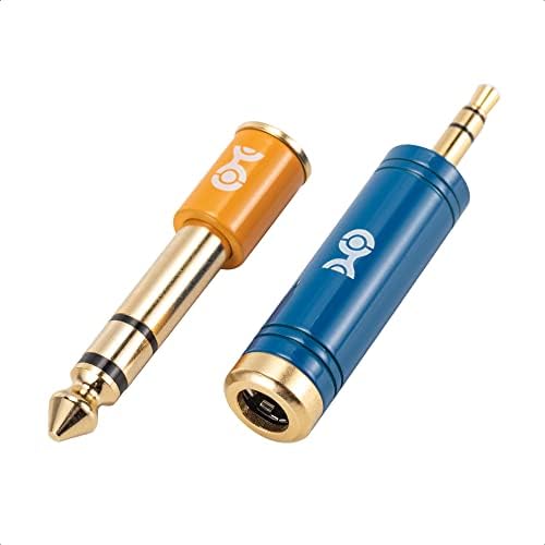 Kit de adaptador de fone de ouvido de 2 pacote de moda de cabo com adaptador de 1/4 a 3,5 mm e adaptador de 3,5 mm a 1/4 em azul e laranja