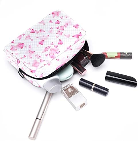 Bolsa de maquiagem de pétala rosa bolsa de zíper fofa grande bolsa de cosméticos para mulheres para mulheres para meninas Bolsa de organizador de acessórios