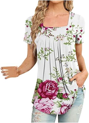 Camisetas casuais para mulheres de manga curta vneck scoop pescoço spandex gráfico floral blusa solta blusa camiseta meninas wk