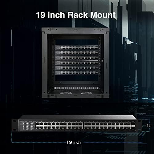 Mokerlink 48 Port Poe Gigabit Switch, 2 Gigabit SFP, IEEE802.3AF/AT/BT 400W, Metal RackMount Plug não gerenciado e Play