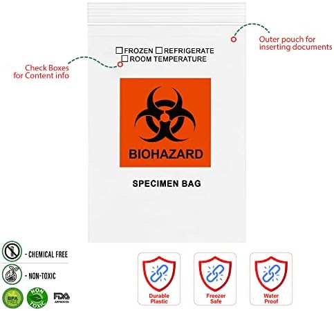 GPI - 6 x 9 1000 pacote, sacos de zíper de amostras de biohazard, com bolsa, 2 mil de espessura, para amostras de laboratório ou instalação de saúde.