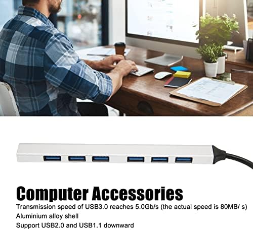 PLPLAAOO USB C HUB, Hub USB, adaptador USB, USB 3.0 Hub 7 portas 5 Gbps de transmissão rápida Alumínio de alumínio Multipuramusee USB