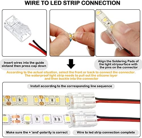 10 pacotes conectores de tira de LED sem soldas, conectores de iluminação de pista transparentes, luzes de faixa de fio, faixa LED de