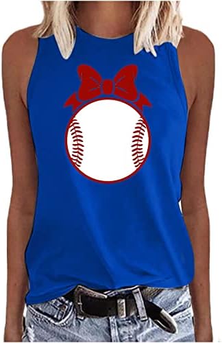 Lcepcy Feminino Baseball Tanque Tampo Tampo Tampo Crew Pescoço Sleeveless Top Gráfico de Verão Presente para Mãe