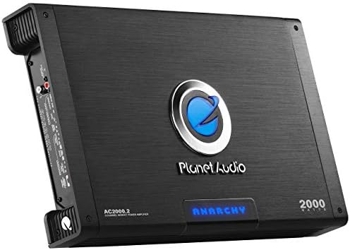Planet Audio AC2000.2 Amplificador de áudio de carros da série ANARCHY - 2000 alta saída, 2 canais, 2/8 ohm, entradas de nível