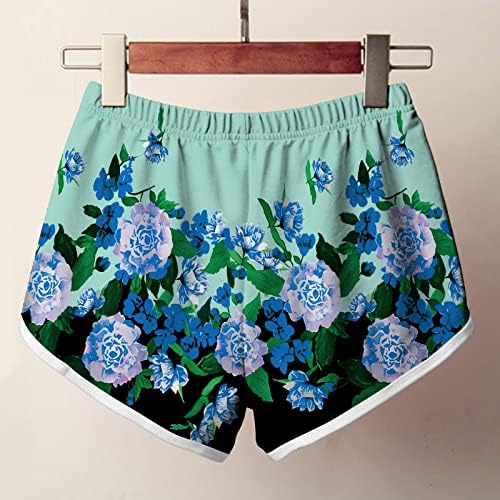 Roupas de banho curtas femininas, shorts florais de verão shorts atléticos casuais shorts de curta