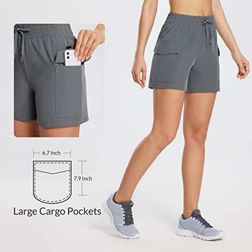 Balefs Women's Shorts Cantura alta Caminhada Shorts Bolsos de treino Elastic Elastic Lightweight Quick Dry Athletic UPF50