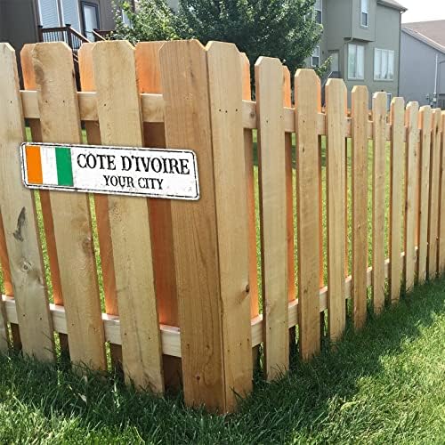 Cote d'fos Ivoire Flag street sinal personalizou sua cidade sinais de metal patriótico rústico Cote d'os Ivoiro Cidade