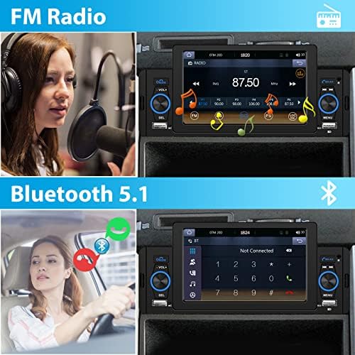 5 polegadas de carro único estéreo embutido Apple CarPlay Android Auto HD Rádio de carro sensível ao toque com Bluetooth 5.1, link