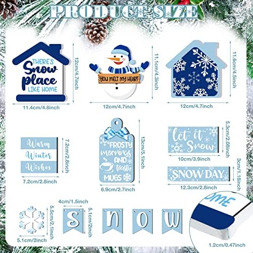BBTO 13 PCs Decoração de bandeja em camadas de inverno Snowman Snowflake Decor de inverno Decoração de bandeja em camadas de