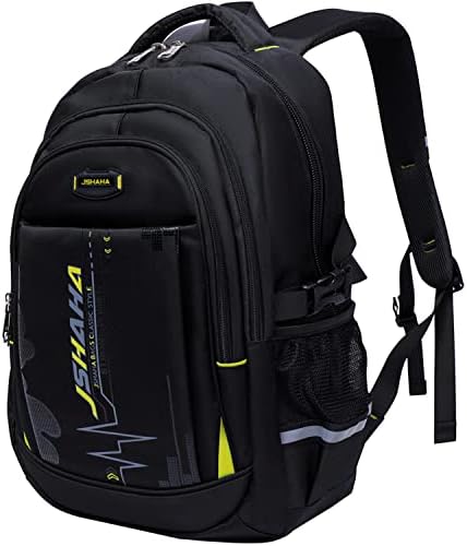 JSAHAH School Backpacks Student Bookbag Casual ombro Daypack Pack de volta para meninos adolescentes Amarelo preto