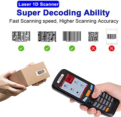 Scanner de código de barras sem fio 1D, JRHC Laser Barcode Scanner Scanner Scanner Scanner Reader com coletor de dados do coletor