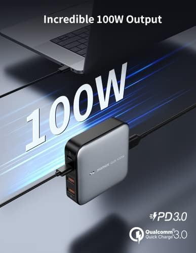 MOMAX USB C ESTAÇÃO DE CARREGO, carregador de 100w GaN USB C com cabo de 6,56 pés, hub de carregador de PD USB Cast USB