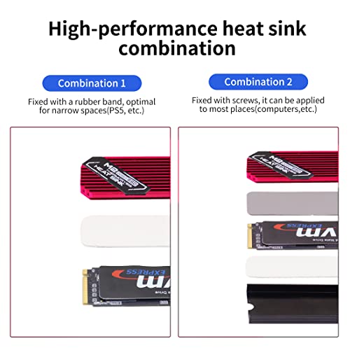 YACSEJAO M.2 SSD Deslinquento de calor 2280 M.2 Coletor de dissipação de calor de dupla face com bloco de silicone térmico