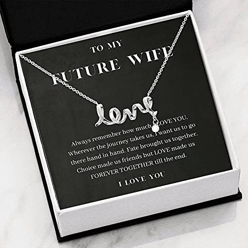 Jóias de cartão de mensagem, colar artesanal- colar personalizado de amor, para minha futura esposa, para sempre,