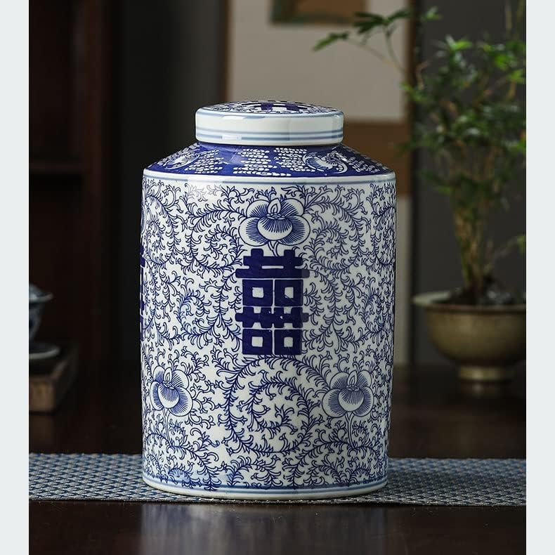 Sdfgh jingdezhen azul e branco porcelana jarra de casamento vaso happy word jar jarcuar jar vaso de casamento jarro de cerâmica