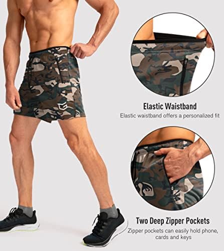 G gradual de shorts de corrida com zíper para o treino atlético de ginástica seca rápida 5 shorts para homens