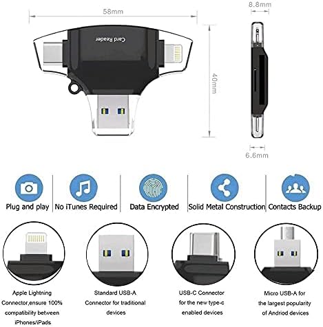 BOXWAVE SMART GADGET Compatível com Blu G61S - AllReader SD Card Reader, MicroSD Card Reader SD Compact USB para Blu G61S - Jet Black