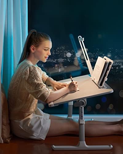 Bandeja de cama de laptop mesa com luz de mesa LED, suporte de laptop ajustável Saiji para cama, mesa de laptop dobrável de