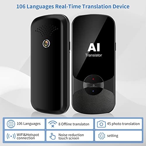Dispositivo de tradutor de tradutor de idioma Vormor Dispositivo de tradutor instantâneo de duas maneiras com 106 Idioma AI Voice