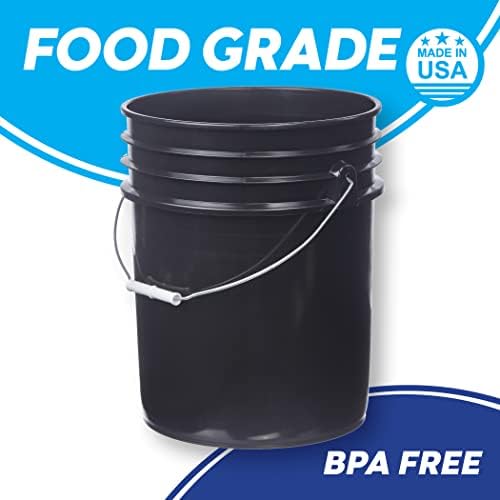 PLATICOS CONSOLIDADOS 5 GALONS BLACK CLASE BLACK BEDES + TIDAS RED GAMMA SEAL, BPA GRATUITO DE RECIMENTOS DE RECIMENTOS, Boldes HDPE