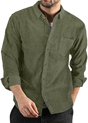 Camisas de veludo de veludo para homens coloras sólidas colares de lapido de peito de peito de manga longa de manga