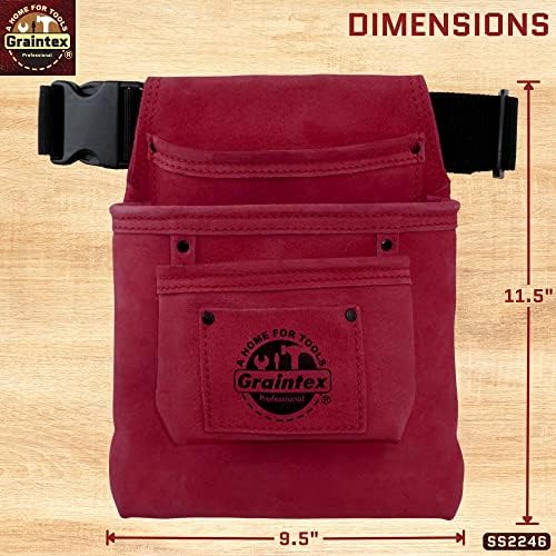 GRANTEX SS2246 :: 3 bolso e bolsa de ferramentas Bolsa de camurça colorida de colorida com cinto de correias de 2 ”para