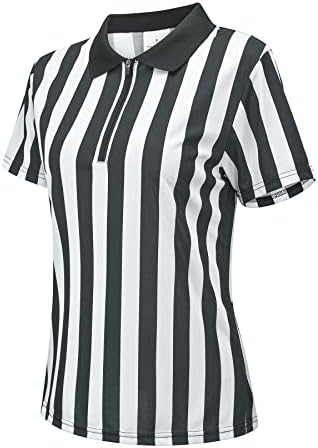 Camisa oficial de árbitro feminino Black & White Stripe Ref Jersey Manga curta para hóquei no futebol de basquete