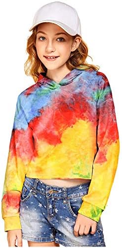 Hoodies crianças meninas moletons tampas de manga comprida tops de pullover tie tye colhere