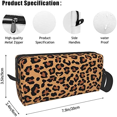 Bolsa de maquiagem de Yumqseos Bolsa de cosméticos de viagens Sacos de maquiagem pequenos para bolsa de zíper à prova d'água para mulheres - estampa de leopardo