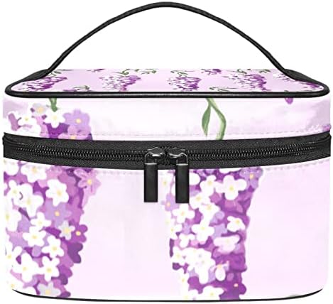 Bolsa de maquiagem de viagem Yoyoamoy, Flores de Wisteria de aquarela roxa Flores de bolsas de cosméticos grandes compõem sacolas de